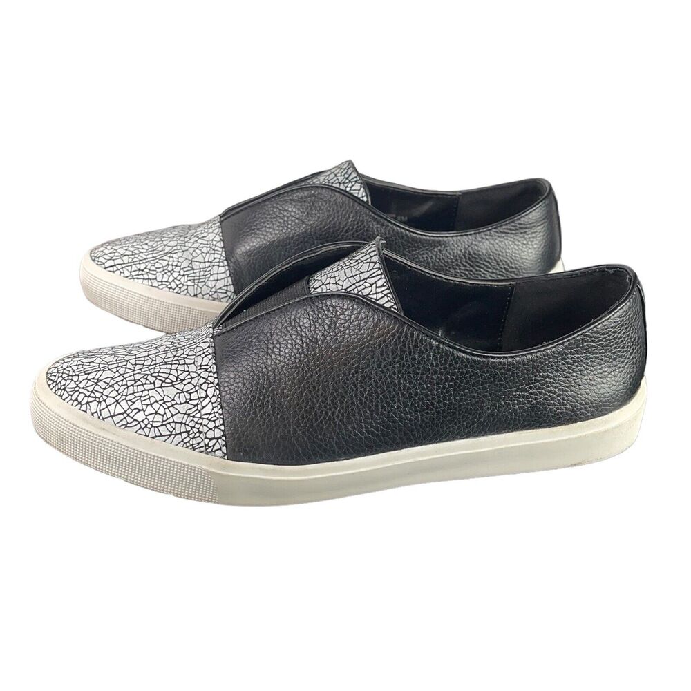 LOGO By Lori Goldstein Amy SIZE 8 Leather Slip On Womens Shoes Black White Comfy